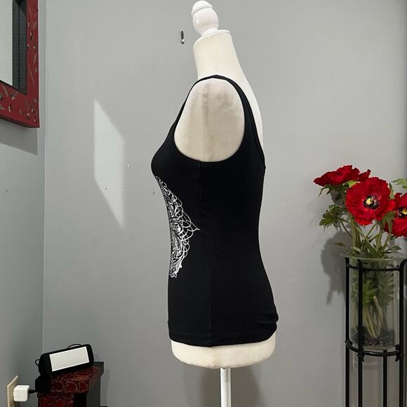 NEW Bebe Y2K Ribbed Bling Rhinestone Graphic Scoop Neck Tank Top S NWOT - Picture 9 of 12